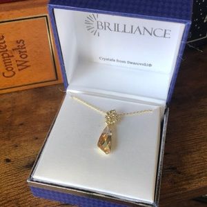 14k Plated Gold Necklace-Brilliance with Swarovski Crystals